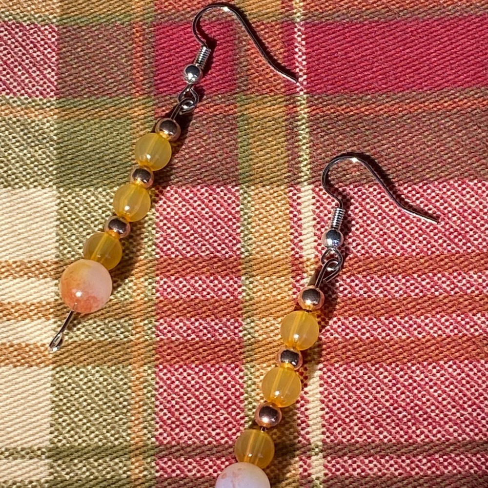 Chic Yellow Beaded Dangle Earrings